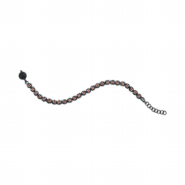 Pulsera Diamantes Minis Negro Ajustable Rosa
